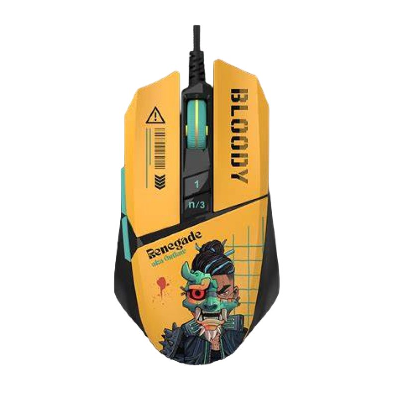A4TECH BLOODY SAVAGE IMPACT W63 MAX RENEGADE SUNSET GAMING MOUSE 12000CPI RGB YELLOW USB
