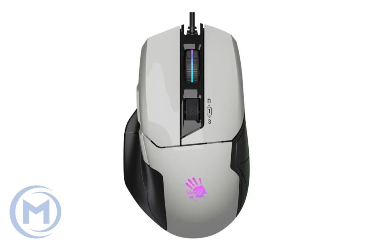 A4TECH BLOODY W70 MAX GAMING MOUSE 10000CPI PANDA WHITE RGB METAL FEET ACTIVE USB BLACK