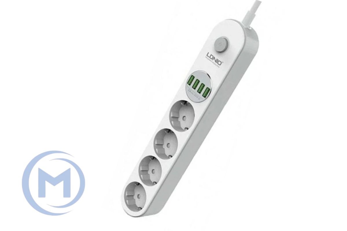 Удлинитель LDNIO (4 розетки и 4 USB) (SE4432) 2m white