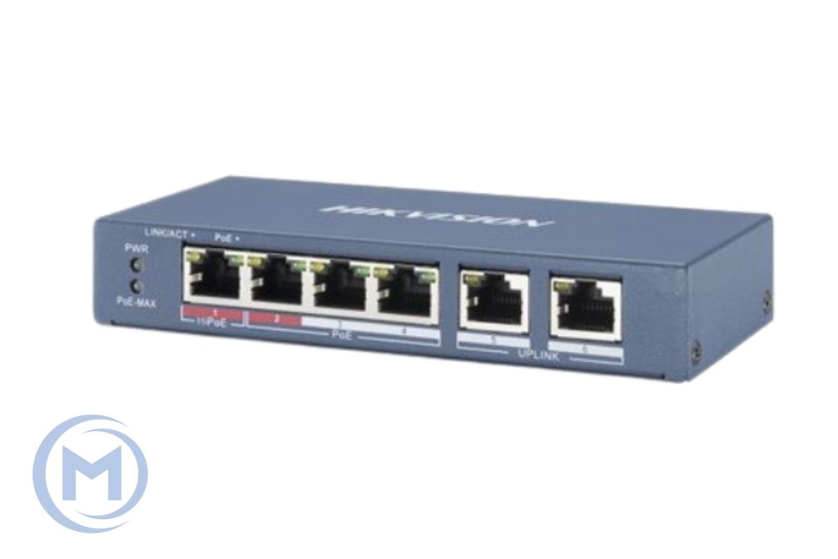 HUB Switch HIKVISION DS-3E0106P-E/M 4x10/100Mbps PoE,2x100Mbpc,PoE budget:35W Metal