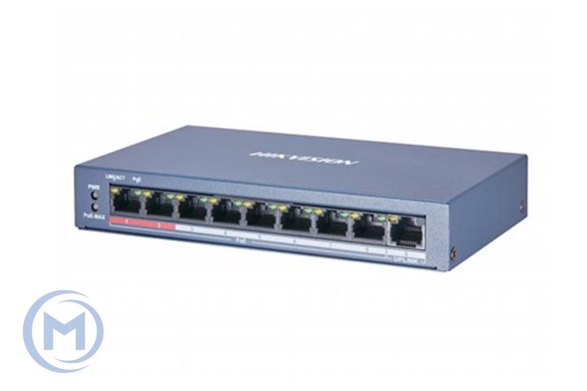 HUB Switch HIKVISION DS-3E0109P-E 8x10/100Mbps PoE,1x100Mbpc,PoE budget 123W Metal