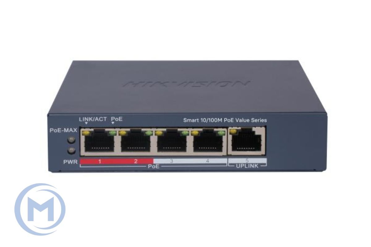 HUB Switch HIKVISION DS-3E1105P-EI/M(STD)V2 SMART 4x10/100Mbps PoE,1x100Mbpc,PoE budget:45W Metal
