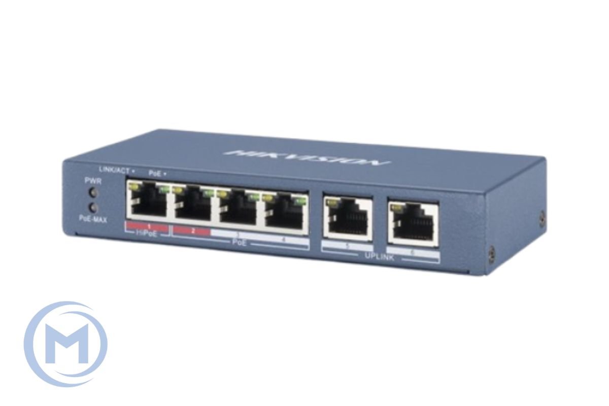 HUB Switch HIKVISION DS-XS06-P 4x10/100Mbps PoE,2x100Mbpc,PoE budget:35W Metal