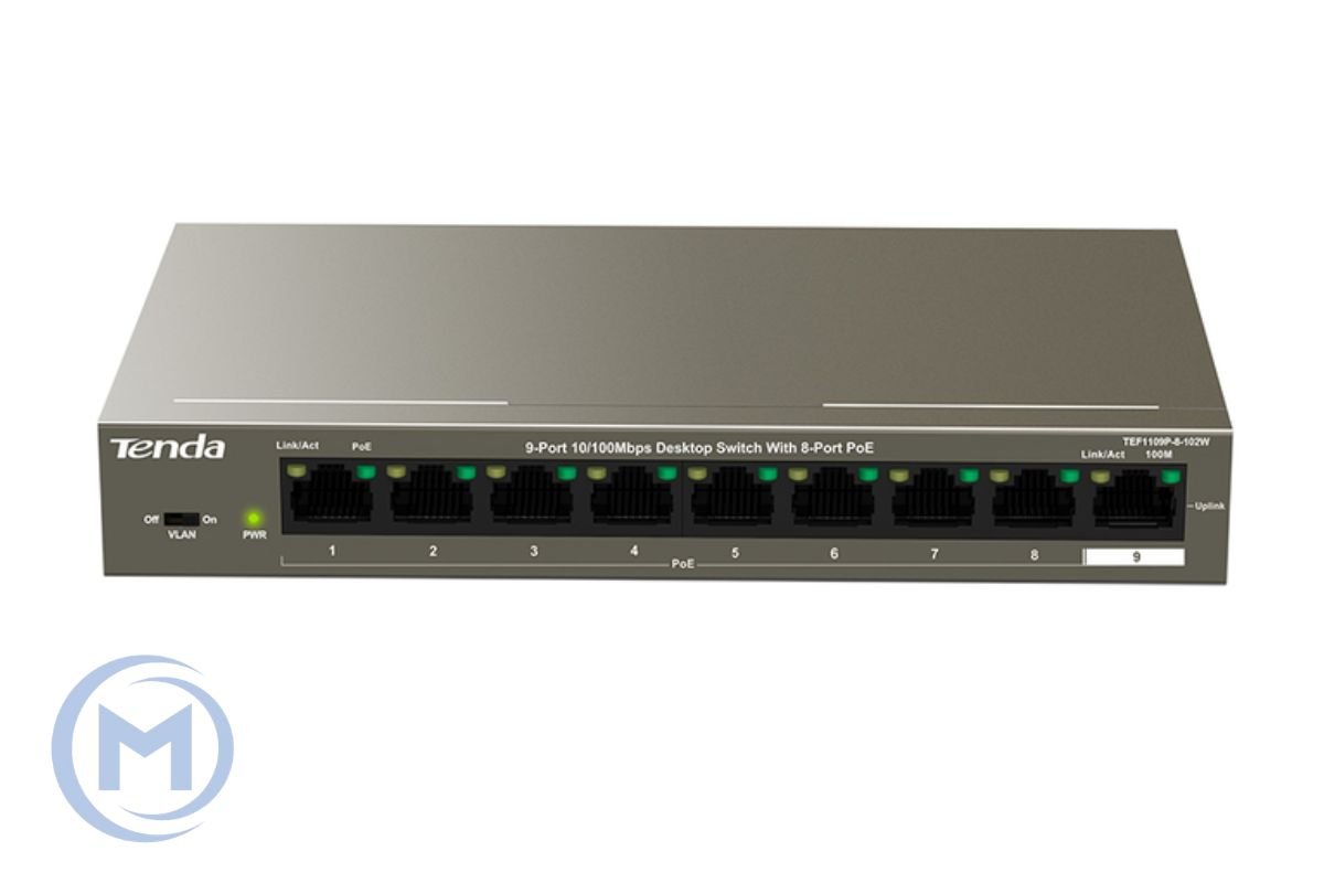 HUB Switch Tenda TEF1109P-8-63W 8-port PoE 10/100Mbps + 1 10/100Mbps