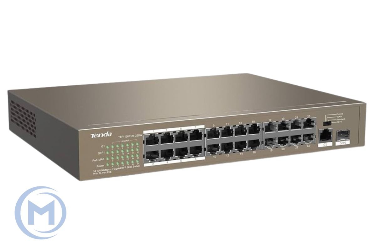 HUB Switch Tenda TEF1126P-24-250W 24-port PoE 10/100Mbps + 1 10/100Mbps