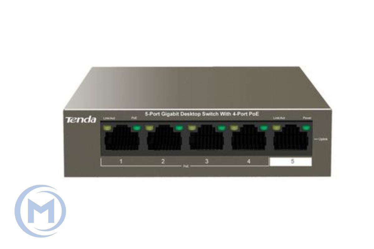 HUB Switch Tenda TEG1105PD 4-port PoE 10/100/1000Mbps + 1 10/100/1000Mbps PoE budget 15.4W/Port
