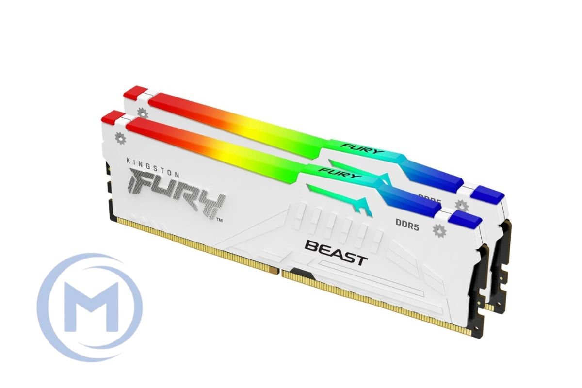 DDR5 64GB (2x32GB) PC-44800 (5600MHz) KINGSTON FURY BEAST WHITE RGB KF556C40BWAK2-64