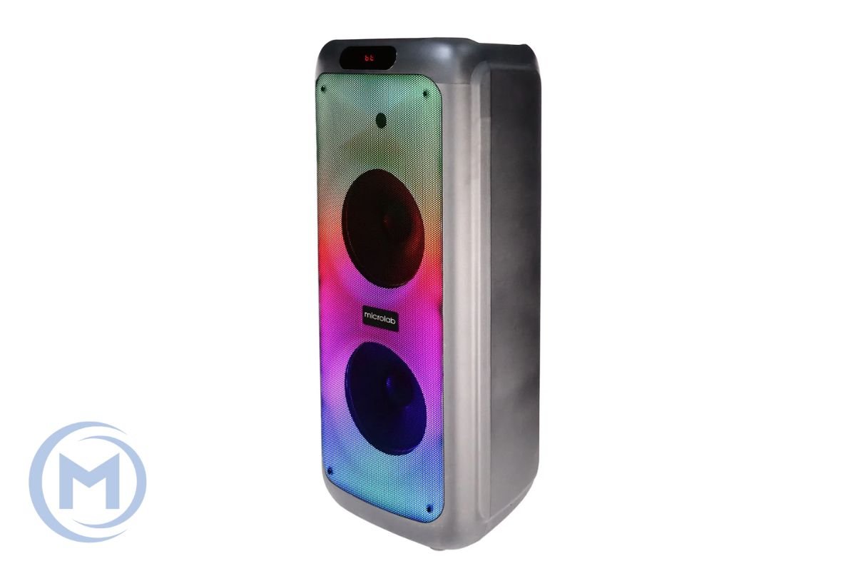 Microlab Party Speaker PT1000W 80W RGB LED, 2*Mic, BT,5400mAH, 3.5mm Line in, microSD,USB, Remote