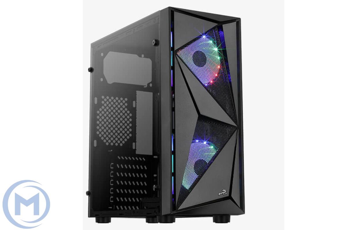 Корпус Aerocool Glider Cosmo-G-BK-v1, ATX/MicroATX,USB1*3.0/2*2,HDAudio+Mic, Кулер 2*12ARGB, Высота CPU кулера до157мм, Длина VGA до 325мм(без радиатора), 1*3.5"/4*2.5", 203x440x411мм, БезБ/П, Чёрный