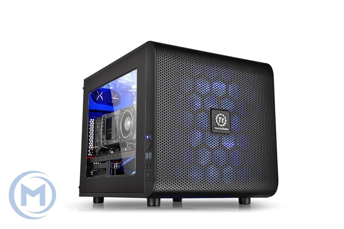 Корпус Thermaltake Core V21, CA-1D5-00S1WN-00, Micro-ATX, USB 3.0x2, HDAudiox1, Куллер 1*200мм, Высота CPU куллера до 185мм, VGA до 350мм, 336x320x424мм, Без Б/П, Чёрный