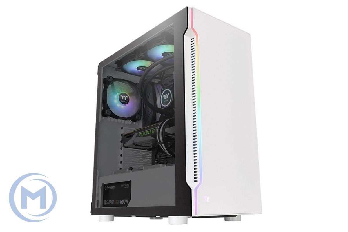 Корпус Thermaltake H200 TG Snow RGB CA-1M3-00M6WN-00 ATX/Micro ATX/Mini ITX, USB2*3.0, HD-Audio, Куллер 1*120мм RGB, Высота CPU куллера до 180мм, VGA до 320мм, 454x210x416мм, Без Б/П, Белый