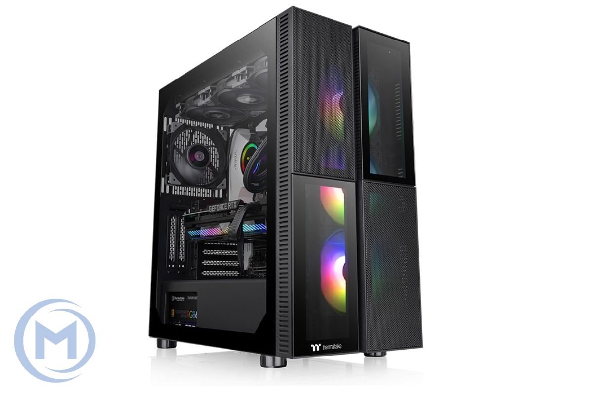 Корпус Thermaltake Versa T26 TG ARGB, CA-1W1-00M1WN-01, Micro ATX/Mini ITX, USB 3.2 (Gen 2) Type-Cx1, USB3.0x2, HDAudio x1, Высота CPU куллера до 175мм, VGA до 380 мм, 485*225*464,2мм, Без Б/П, Чёрный