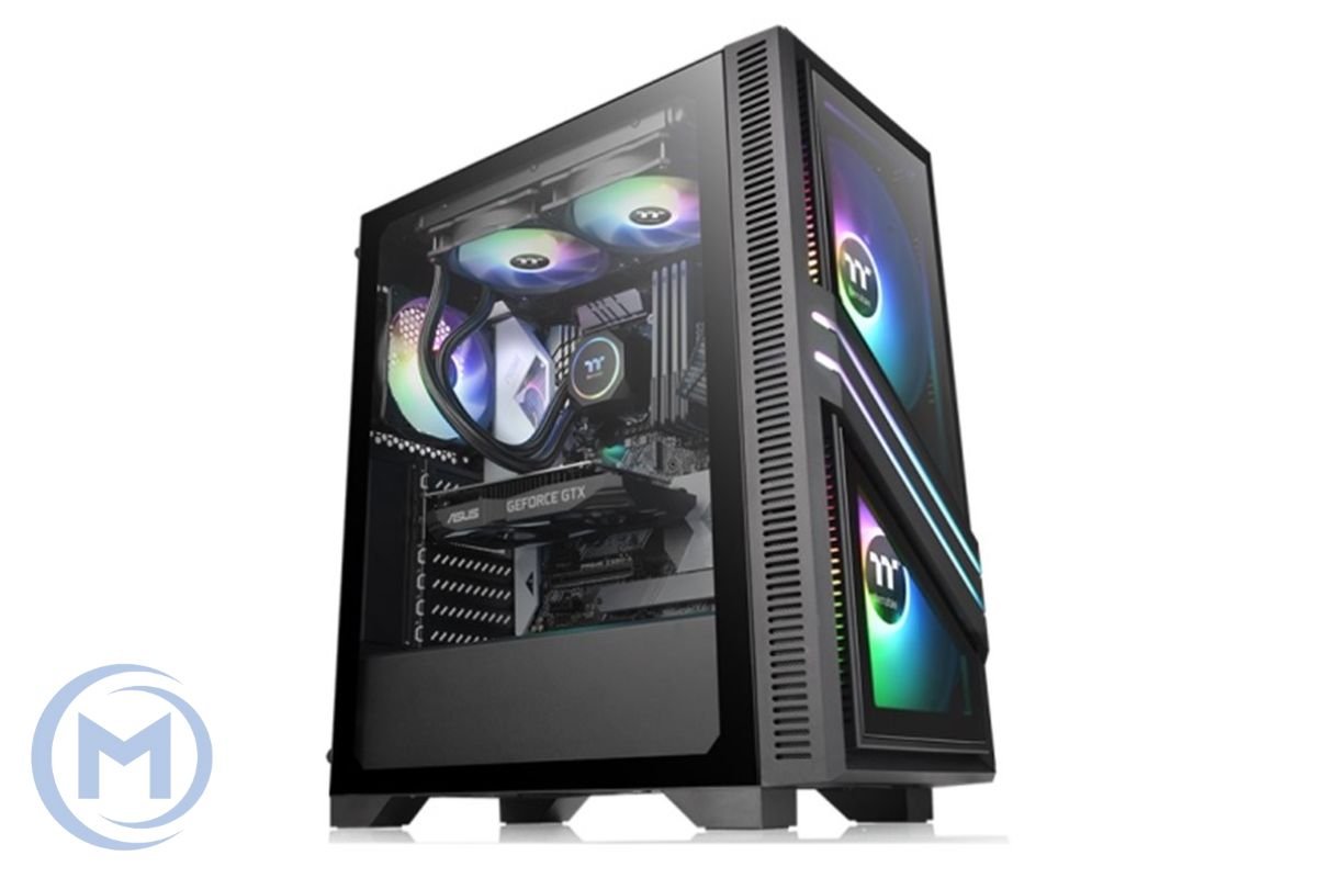 Корпус Thermaltake Versa T35 TG CA-1R7-00M1WN-00 ATX/Micro ATX/Mini ITX USB1x3.0+2x2.0, HD-Audio, Куллер 1x120мм RGB, Высота CPU куллера до 150мм, VGA до 300мм, 416x210x480мм, Без Б/П, Черный