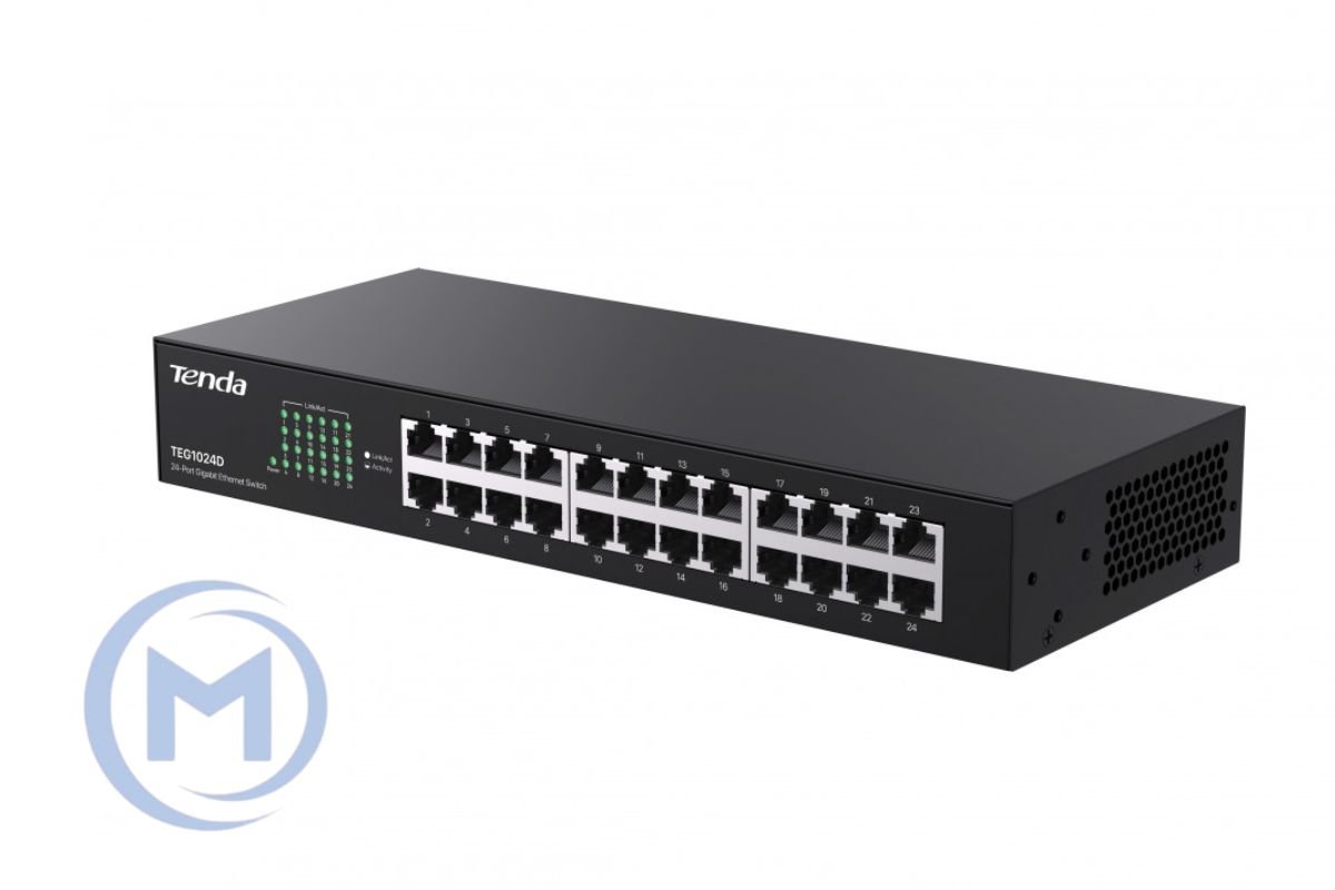 HUB Switch  Tenda TEG1024D 24port 10/100/1000M Gigabit 13" Rackmount Metal case
