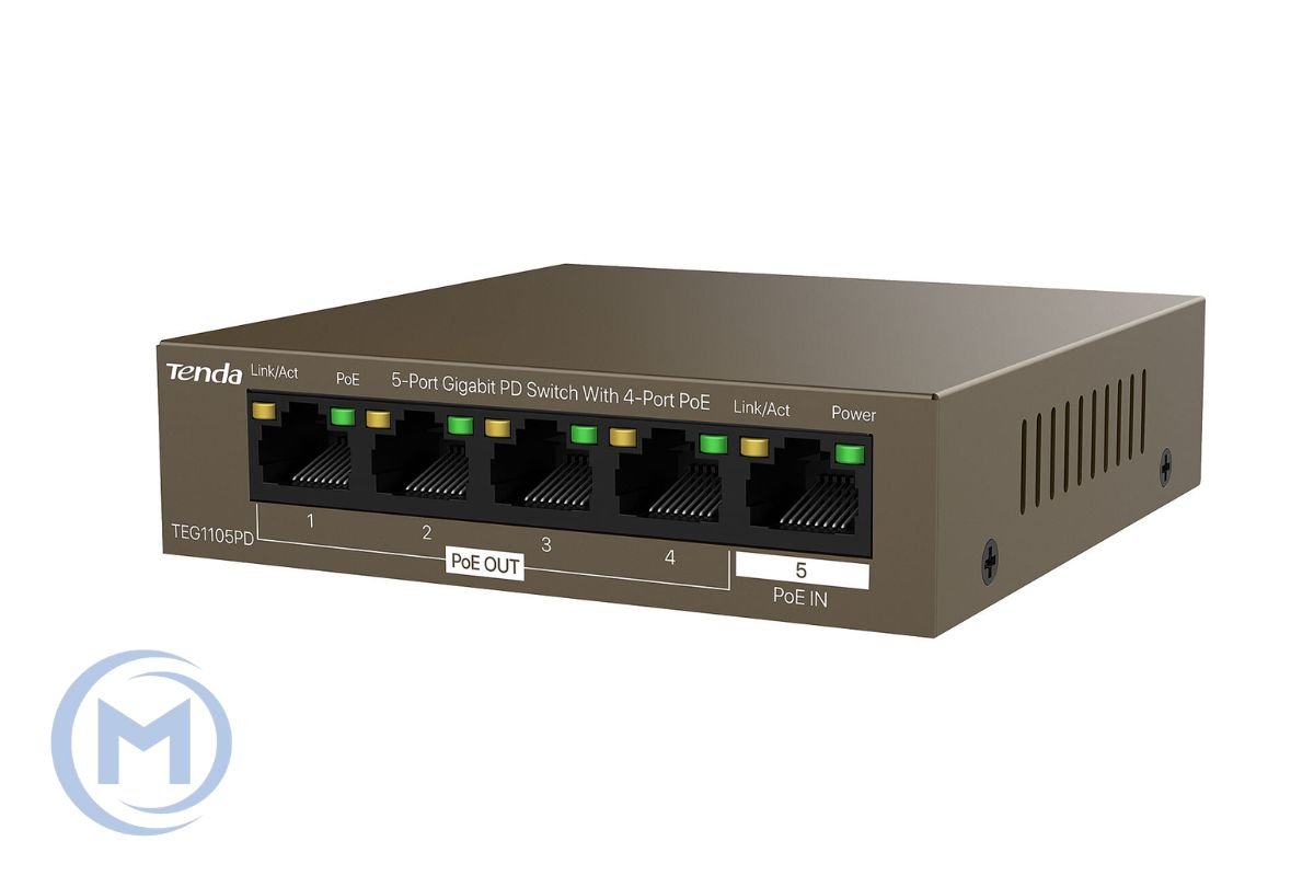 HUB Switch Tenda TEG1105PD 4-port PoE OUT 10/100/1000Mbps + 1-port PoE IN 10/100/1000Mbps