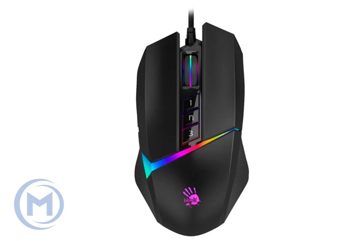 A4TECH BLOODY W60 MAX GAMING MOUSE 10000CPI STONE BLACK RGB METAL FEET ACTIVE USB BLACK/RED