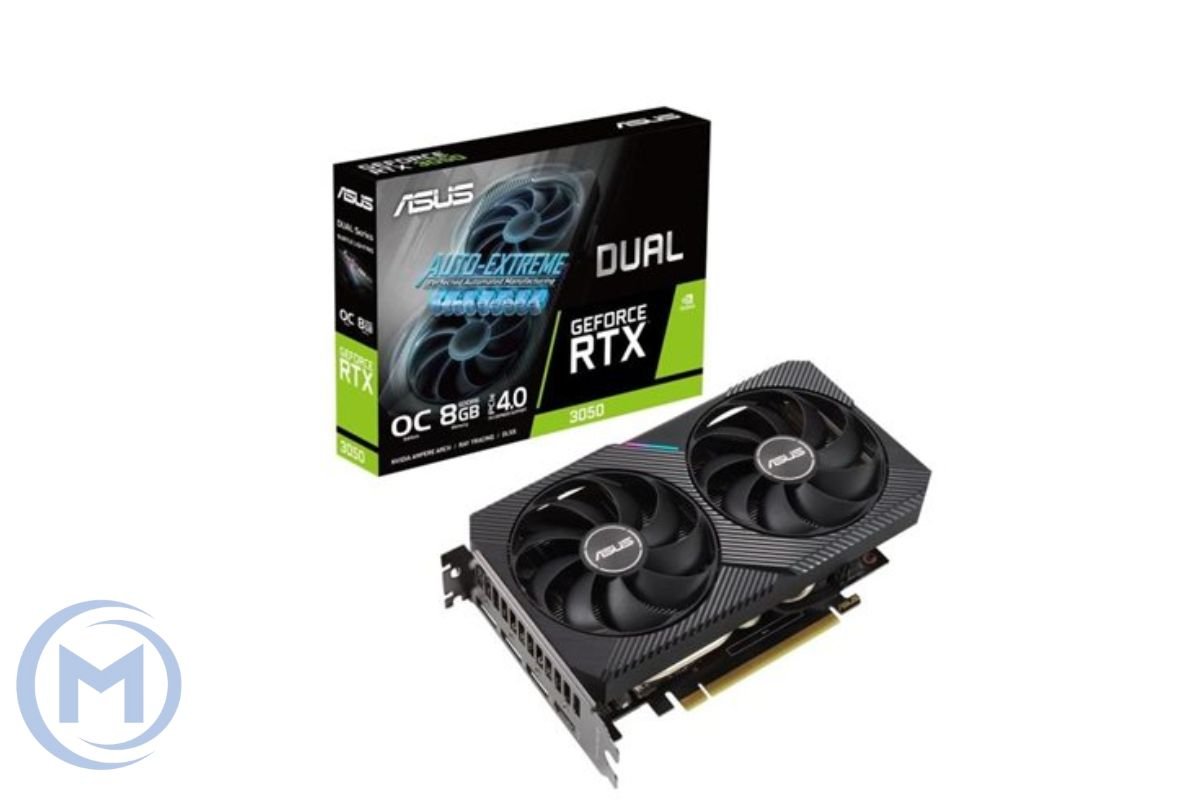 Asus Dual GeForce RTX 3050 V2 OC Edition [90YV0GH6-M0NA00], 8GB GDDR6 128-bit Engine Clock 1852MHz Memory Speed 14000MHz PCI Express 4.0, OpenGL4.6, Vulkan API, HDCP 1x DisplayPort 1xHDMI, 1x DVI-D, Subtle Lighting RGB