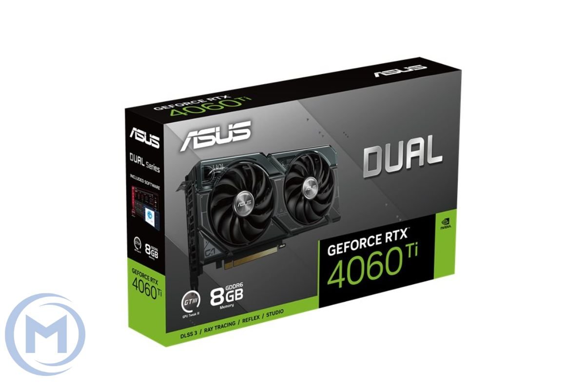 Видеокарта RTX 4060Ti ASUS DUAL-RTX4060TI-O8G GeForce RTX 4060 Ti OC Edition 8GB GDDR6, Engine clock 2595MHz, Memory clock 18000MHz, 128Bit, 3xDP, HDMI