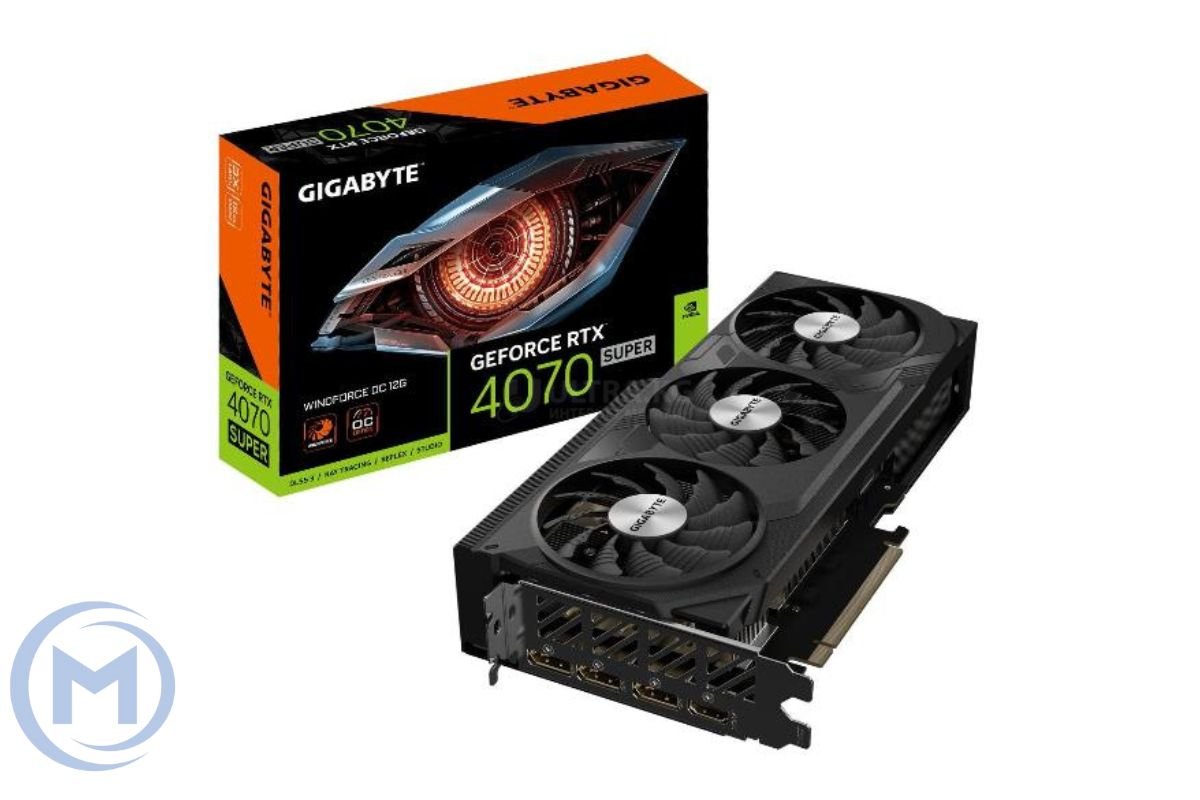 Видеокарта RTX 4070 Gigabyte GeForce RTX™ 4070 SUPER WINDFORCE OC 12GB GDDR6X, Engine clock 2550MHz, Memory clock 21000MHz, 192Bit, 3xDP, 1xHDMI [GV-N407SWF3OC-12GD]