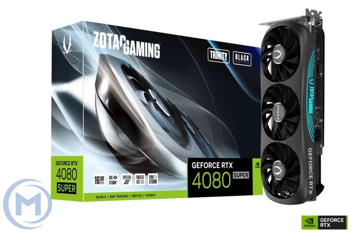 Видеокарта RTX 4080 ZOTAC GAMING GeForce RTX 4080 SUPER Trinity Black Editio 16GB GDDR6X, Engine clock 2550MHz, Memory clock 23000MHz, 256Bit, 3xDP, HDMI [ZT-D40820D-10P]