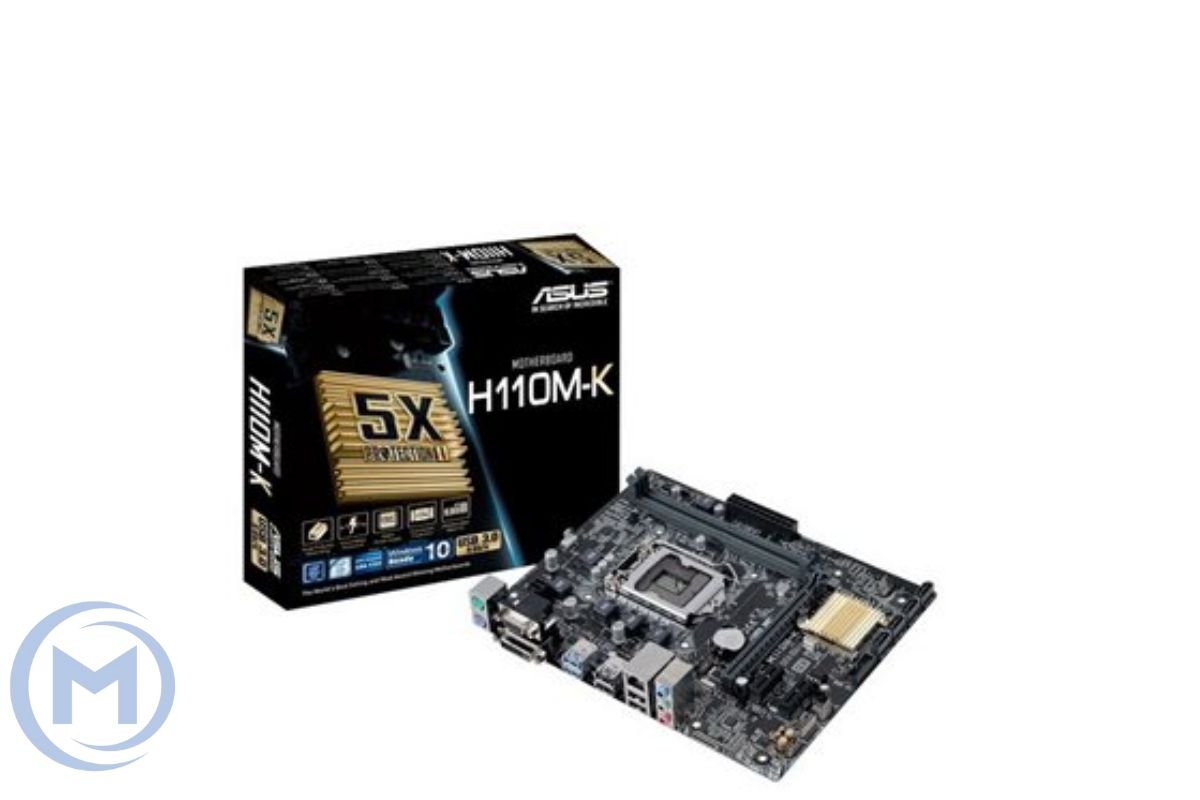             MB LGA1151 Asus H110M-K,H110,mATX,PCIe16x,2xDDR4 7.1CH,10xUSB,4xSATAIII,DVI,VGA,GBLAN,2PCIE