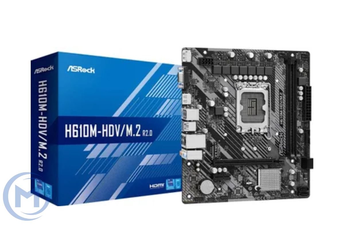 Матплата Asrock H610M-HDV, LGA1700, Intel H610, 2xDDR4, 1xPCI-E16X, 1xPCI-E1x, Sound8Ch, GBLAN, 4SATA, mATX, 4USB3.2+5USB2.0, VGA, HDMI, DP