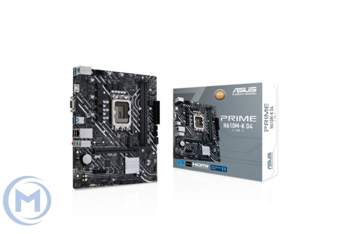Матплата ASUS PRIME H610M-D D4, LGA1700, Intel H610, 2xDDR4, 1x16xPCI-E 4.0,1x1x PCI-E 3.0,Sound8Ch, 4xSATA3+1xM.2, 6USB3.0+6USB2.0, mATX, D-Sub, HDMI