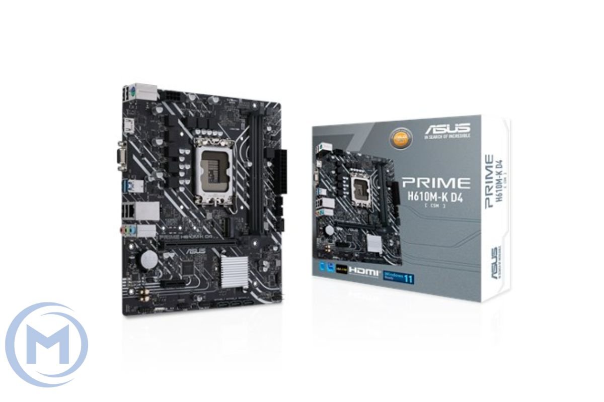 Матплата ASUS PRIME H610M-K, LGA1700, Intel H610, 2xDDR5 PC44800, 1x16xPCI-E 4.0,1x1x PCI-E 3.0,Sound8Ch, 4xSATA3+1xM.2, 6USB3.0+6USB2.0, mATX, D-Sub, HDMI