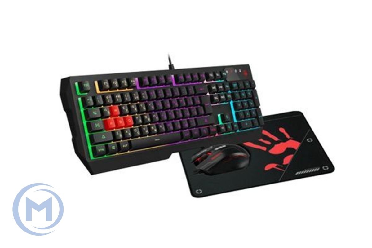 A4TECH BLOODY B1700 (B140N+ES7+BP-50M) NEON LIGHT GAMING KEYBOARD + MOUSE+PAD USB US+RUSSIAN