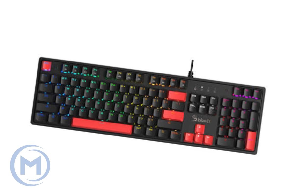 A4TECH BLOODY S520N GAMING MECHANICAL FIRE BLACK BLMS RED SWITCH NEON KEYBOARD USB US+RUS