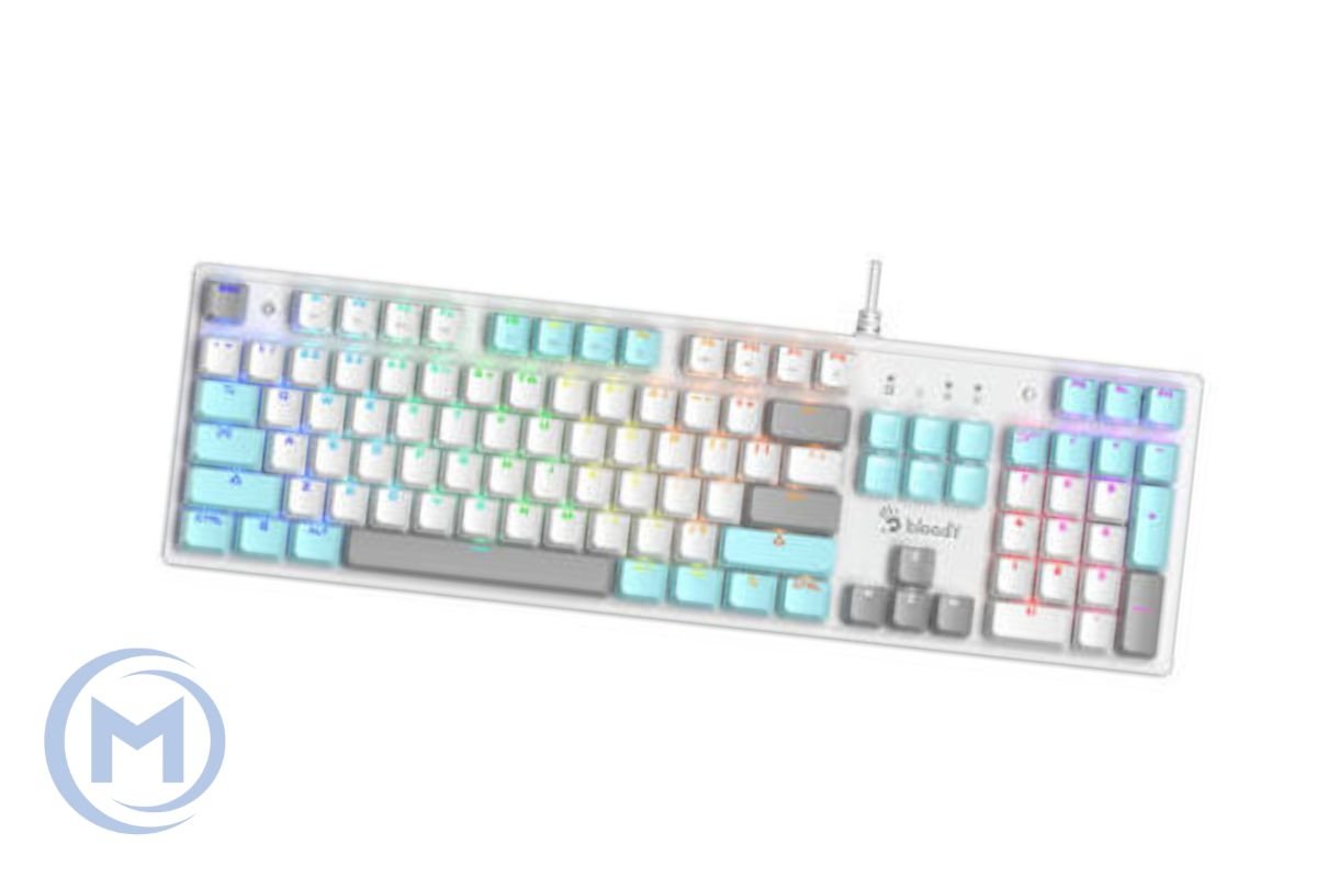A4TECH BLOODY S520N GAMING MECHANICAL ICY WHITE BLMS RED SWITCH NEON KEYBOARD USB US+RUS