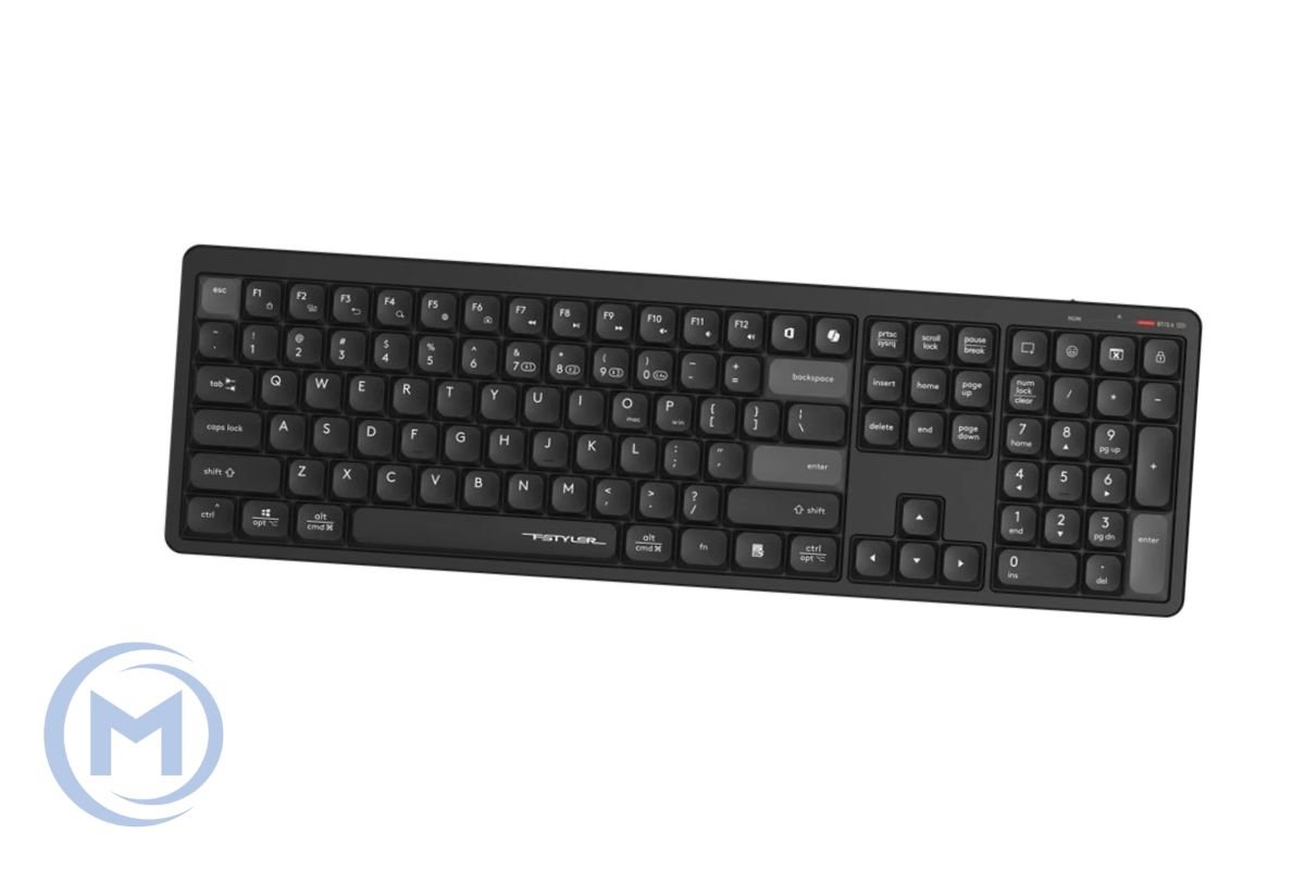 A4TECH FSTYLER FBX55C SCISSOR BLUETOOTH+2.4G WIRELESS RECHARGEABLE KEYBOARD USB BLACK US+RUSSIAN