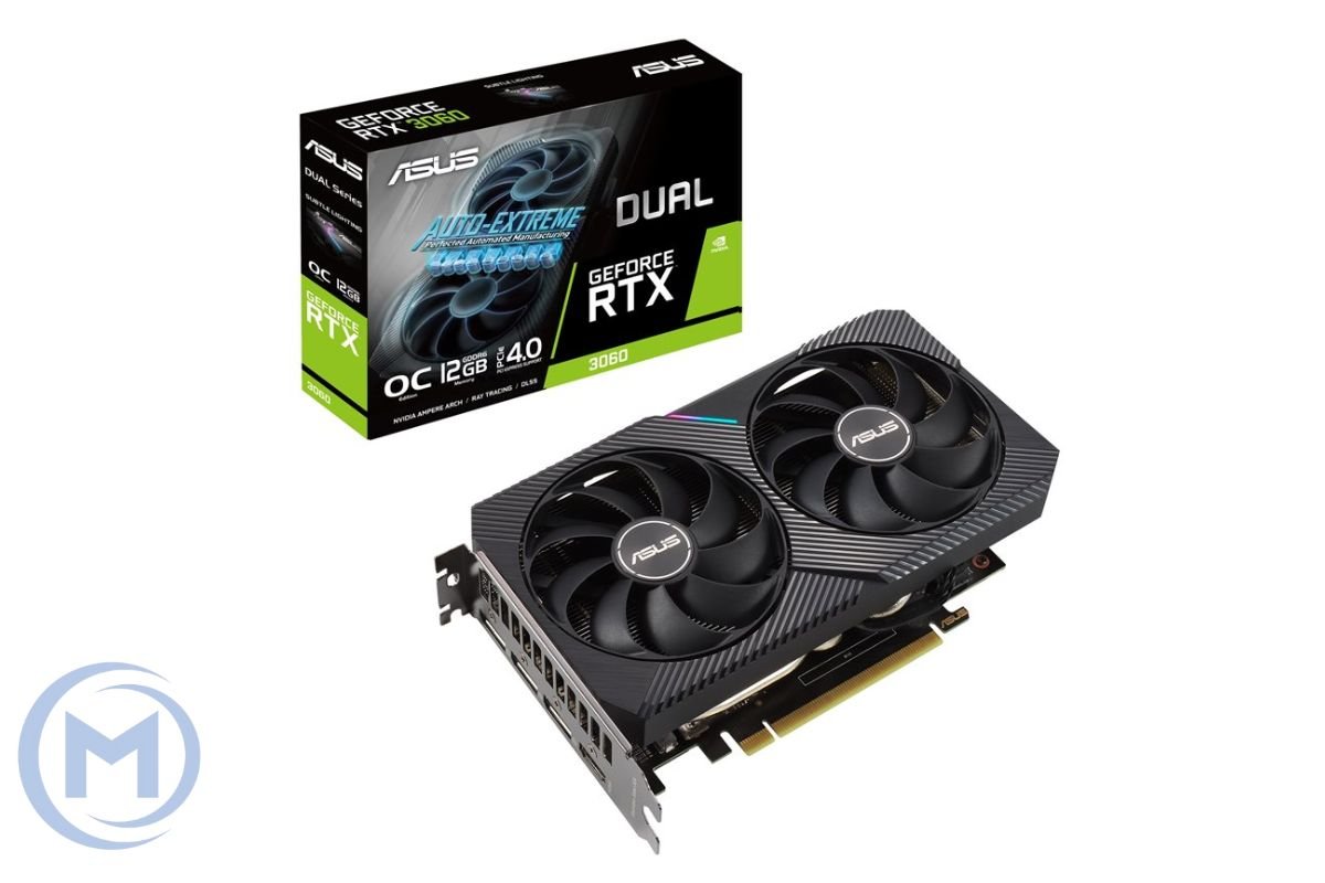 Видеокарта RTX 3060 ASUS GeForce DUAL-RTX3060-O12G-V2 OC 12GB GDDR6, Engine clock 1867MHz, Memory clock 15000MHz, 192Bit, 3xDP, HDMI [90YV0GB2-M0NA10]