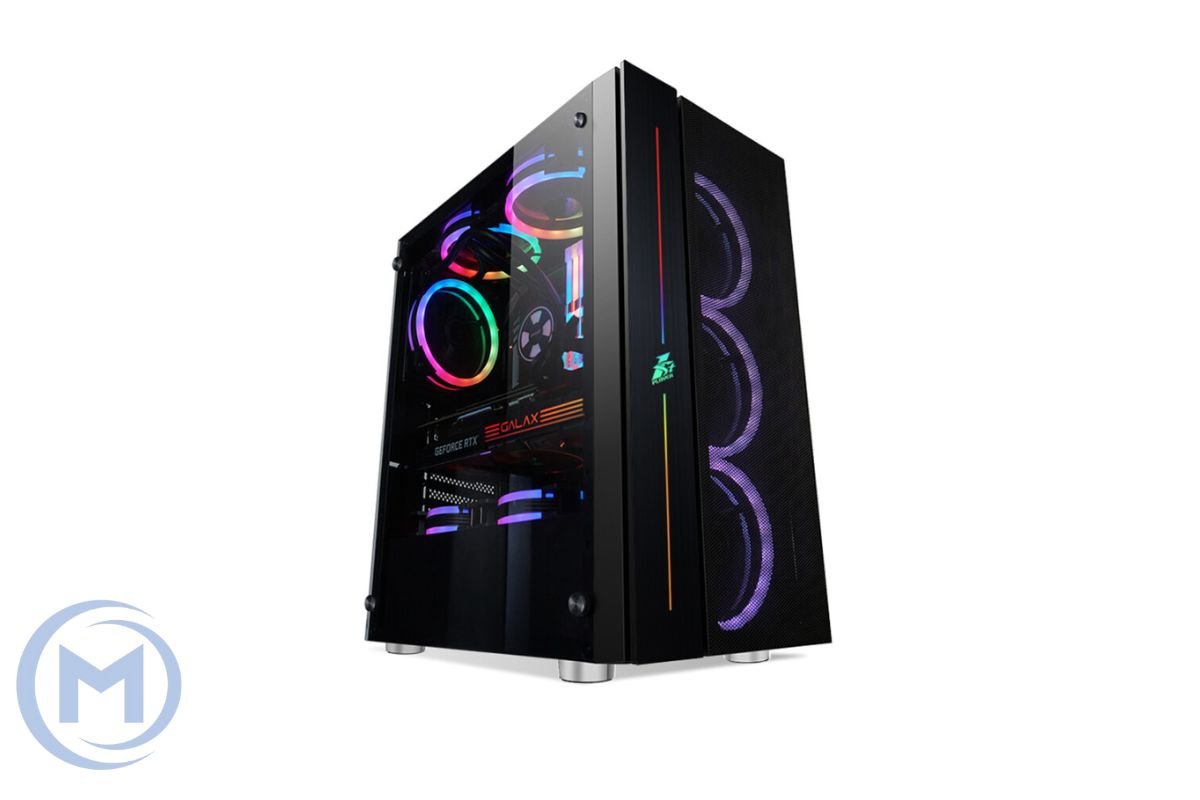 Компьютерный корпус 1STPLAYER B7-BK-4M3C4, BLACK.SIR B7-BK-4M3C4, MidiTower, ATX/MicroATX/ITX, USB3.0 x 1+USB2.0 x 2+HD AUDIO+Mic, 365x210x452, Закаленное стекло, Без Б/П, Черный