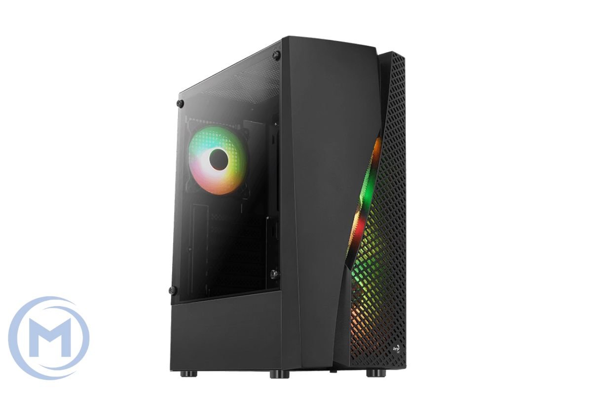 Компьютерный корпус Aerocool Wave-G-BK-v2, ATX/Micro ATX/Mini-ITX, USB 2*3.0/1*2.0, HD-Audio+Mic, Кулер 4*12см FRGB, Высота процессорного кулера до 158 мм, Длина VGA до 297мм (без переднего радиатора), 2*3.5"/2*2.5"(2+2), Толщина 0,5мм, 450x206x372мм, Без