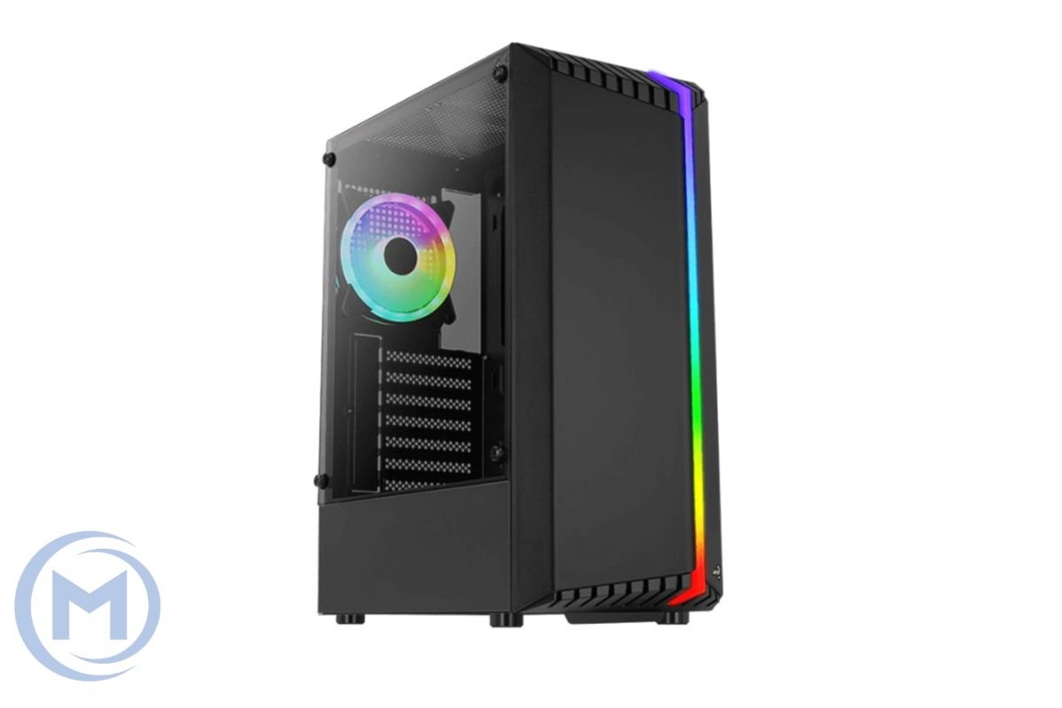 Компьютерный корпус Aerocool Bionic-G-BK-v2, ATX/Micro ATX, USB 2*3.0/1*2.0, HD-Audio+Mic, Кулер 1*12см RGB, Высота процессорного кулера до 158 мм, Длина VGA до 297мм (без переднего радиатора), 2*3.5"/4*2.5", Толщина 0,5мм, 450x206x372мм, Без Б/П, Чёрный