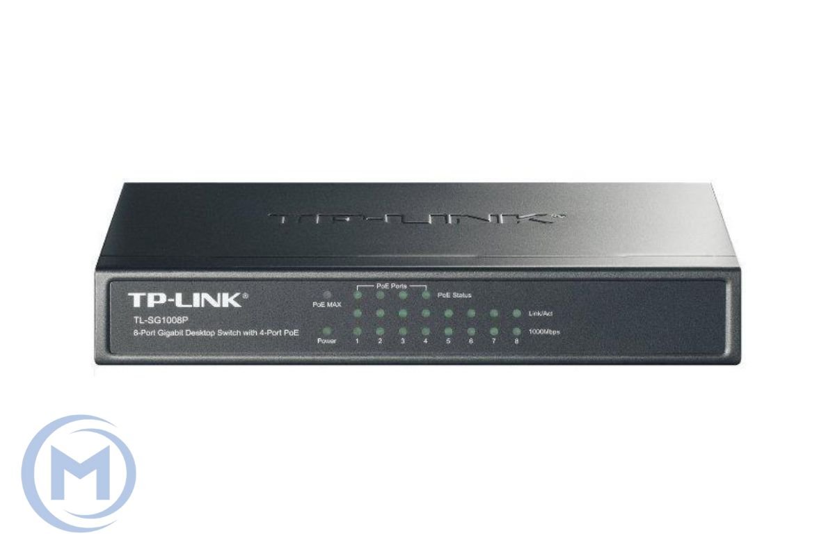 Коммутатор TP-Link TL-SG1008P, Настольный, 8 портов 10/100/1000M RJ45, 4 порта PoE, Неуправляемый, Корпус металл