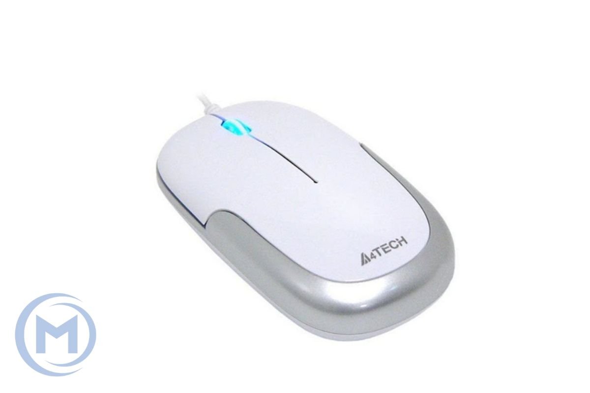 Мышь A4tech N-110-2 WHITE оптическая, светодиодная,1000 dpi, 160см, Holeless Engine, USB, белая